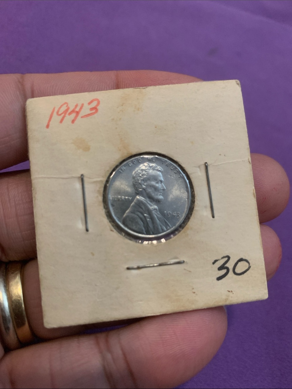 1943 Lincoln Steel Wheat Penny - Silver Tone - Picture 4 of 4